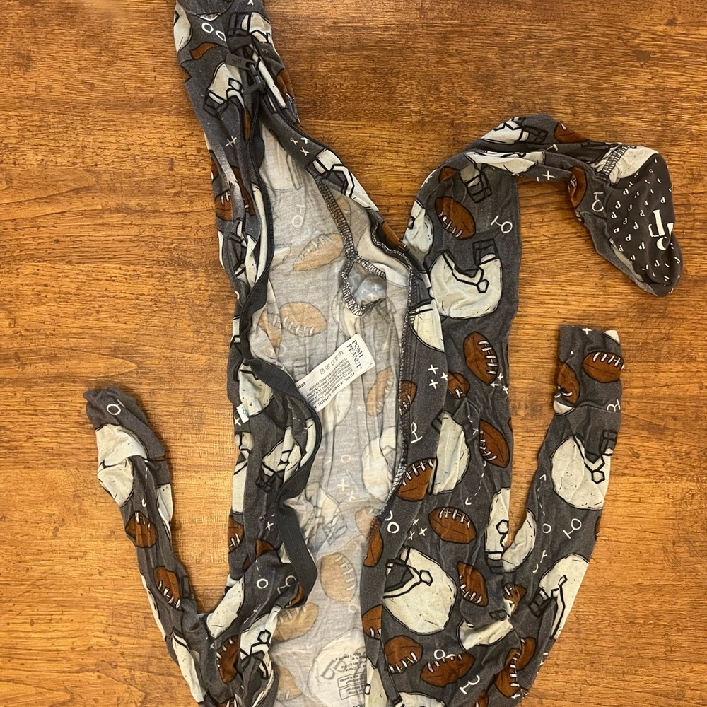 Football Print Gray Onesie Pajamas